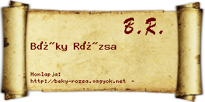 Béky Rózsa névjegykártya